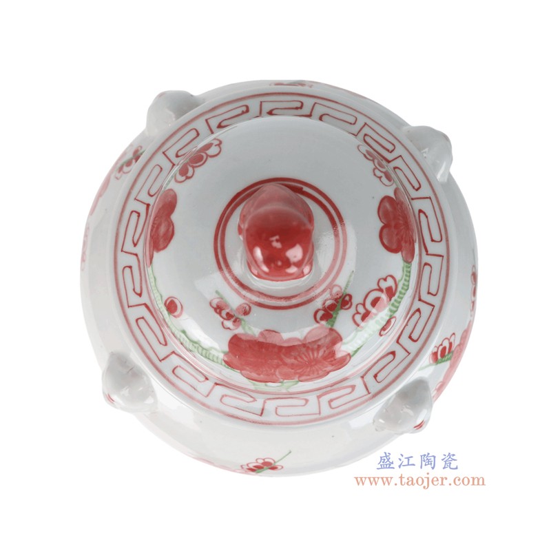 RZMV34-H红绿斗彩梅花狮子头将军罐 