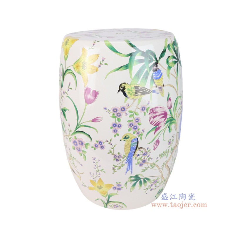 RZKA25033A彩绘花鸟鼓凳凉墩 