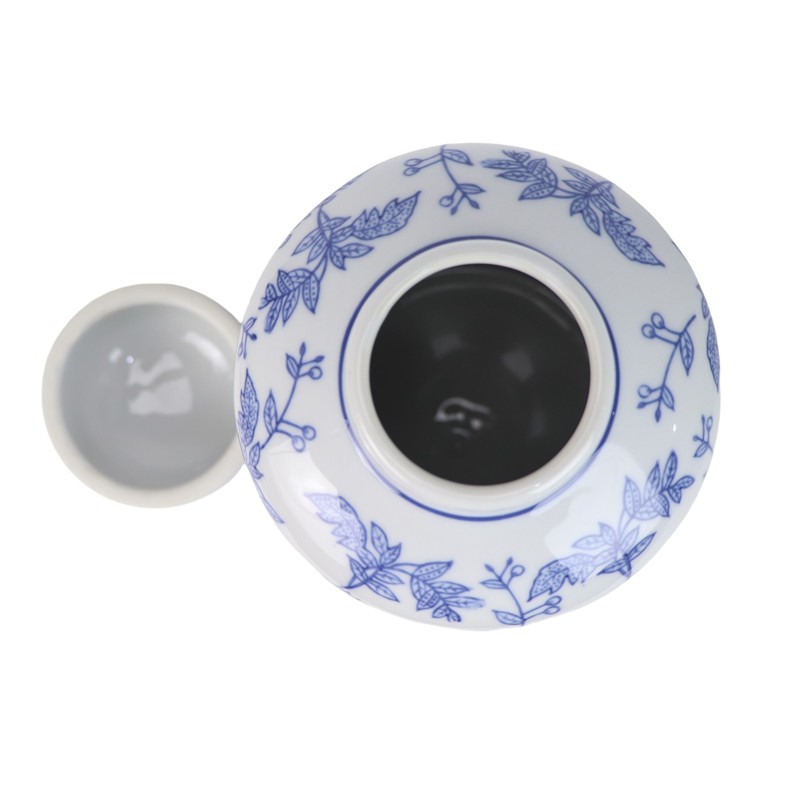 RXCF25-A青花花鸟直筒茶叶罐盖罐