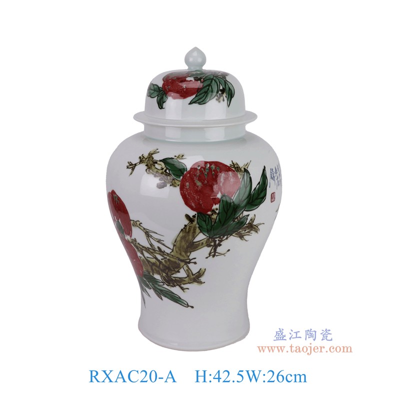 RXAC20-A青花斗彩窑变松鼠寿桃纹将军罐
