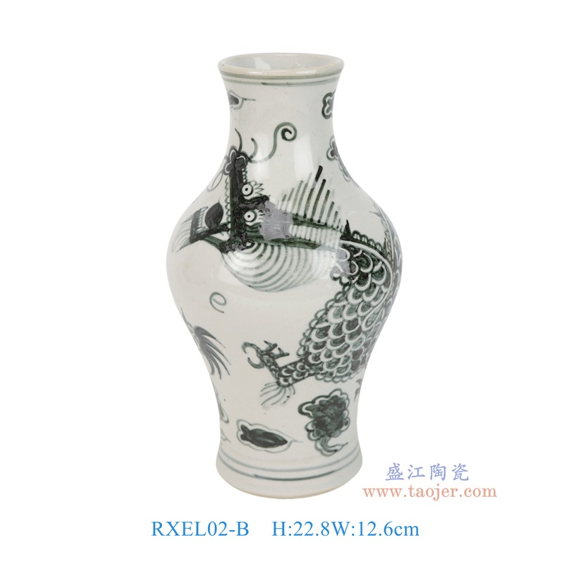 RXEL02-A-B 青花龙纹鱼藻纹鱼尾瓶组合 