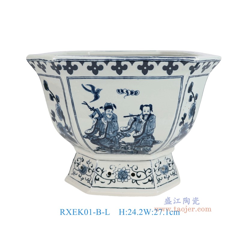 RXEK01青花开窗八仙人物八角花盆