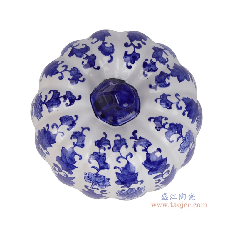 RXCE24-B 青花花叶纹南瓜雕塑 