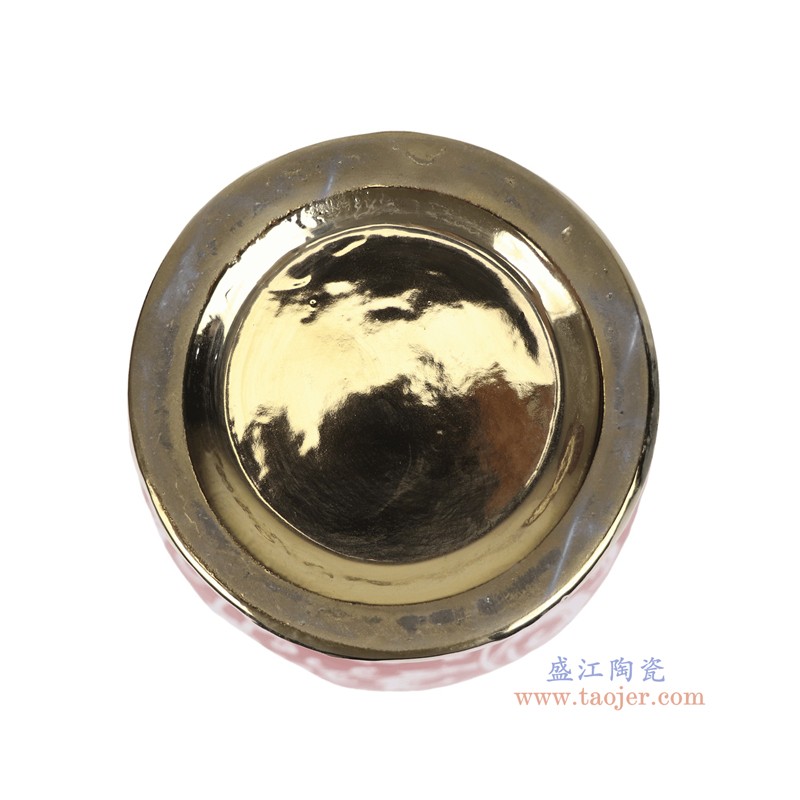 RXCD06-C-L-S-ZUHE红底白花叶纹镀金将军罐大小号