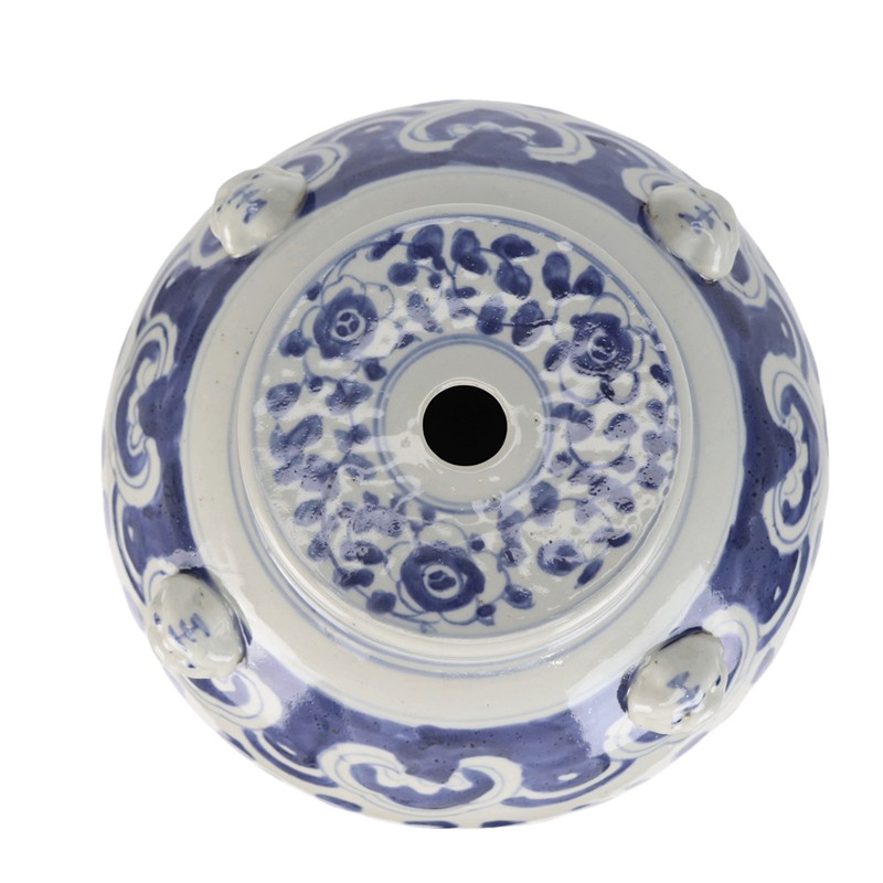 DS-RZEY1219L青花牡丹将军罐身子狮耳灯具
