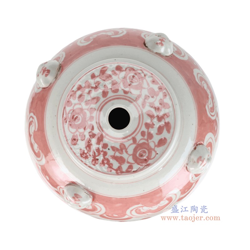 DS-RZEY1219L釉里红牡丹将军罐身子狮耳灯具