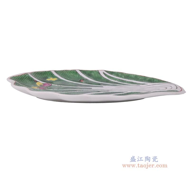RYZG60-A 粉彩绿色白菜叶子盘 