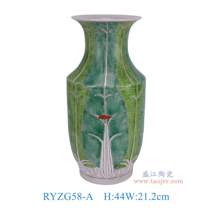 RYZG58-A 粉彩绿色白菜纹冬瓜瓶 