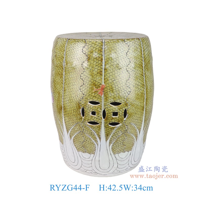 RYZG44粉彩各色白菜纹鼓凳凉墩