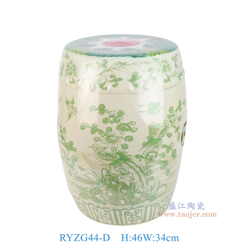 RYZG44粉彩各色白菜纹鼓凳凉墩