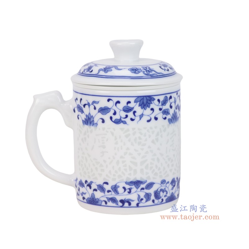 RXEG05-A 青花缠枝莲带茶漏玲珑杯子 