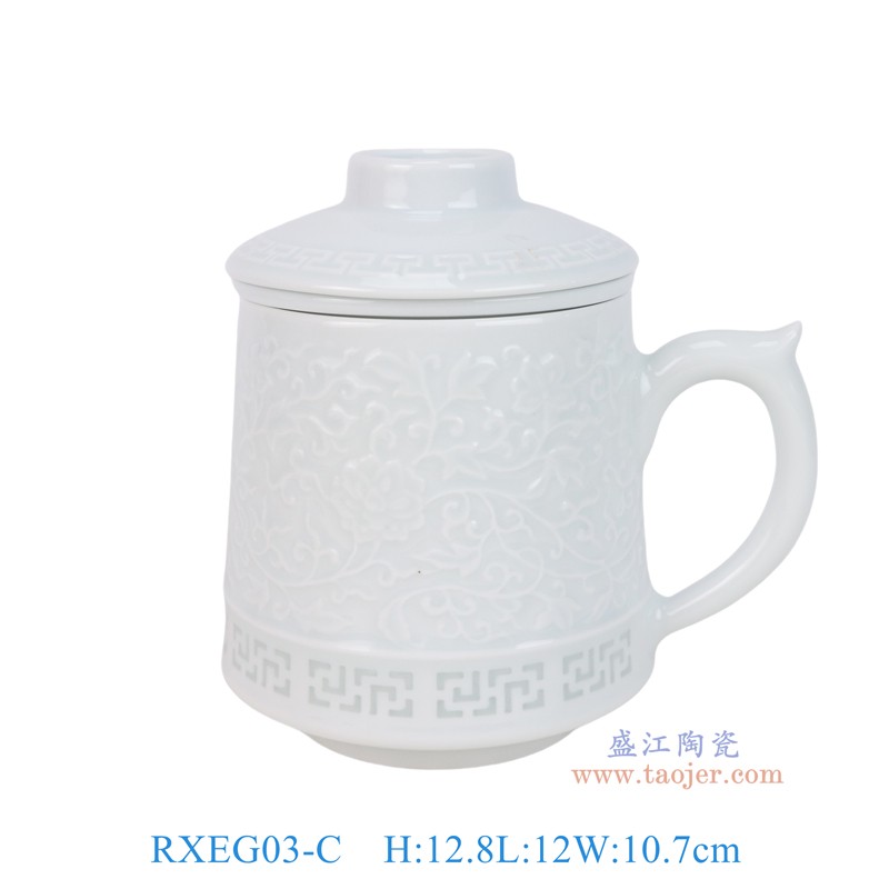RXEG03 青釉雕刻各式图样玲珑杯子百川杯