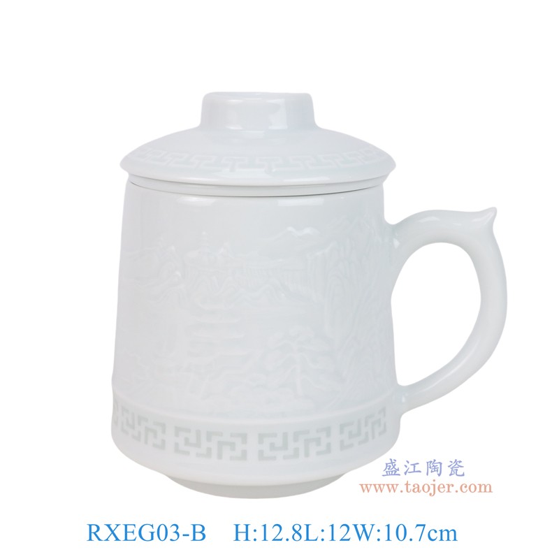 RXEG03 青釉雕刻各式图样玲珑杯子百川杯