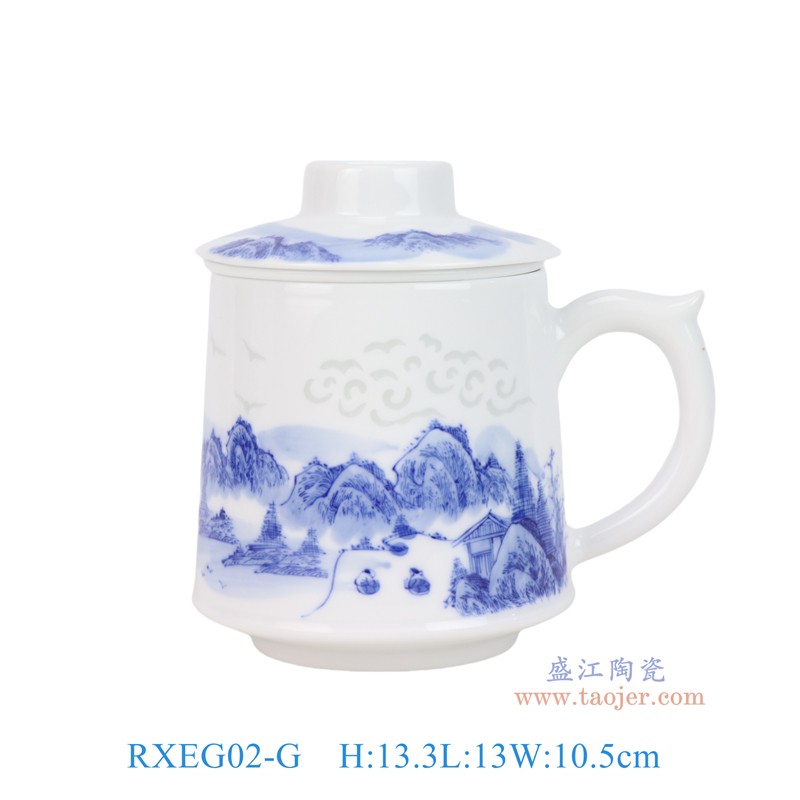 RXEG02-G青花山水玲珑杯子百川杯