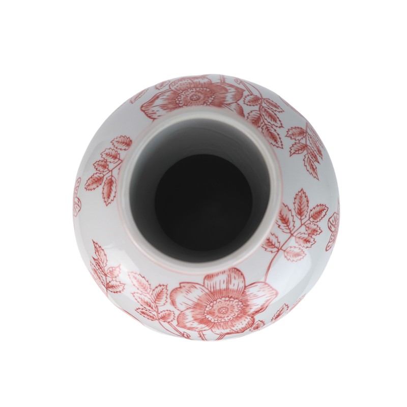 RXCF15-B 釉里红花叶纹长颈梅瓶 