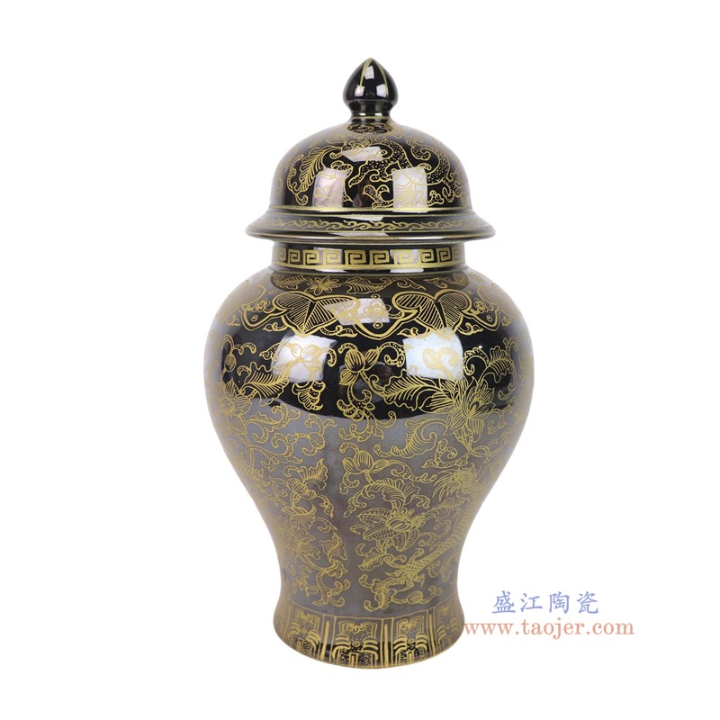 RXBS18-B 黑底鎏金龙纹将军罐
