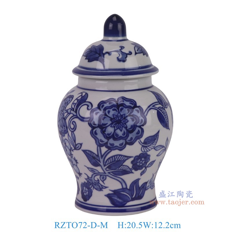 RZTO72-D-M青花花果叶纹将军罐中号