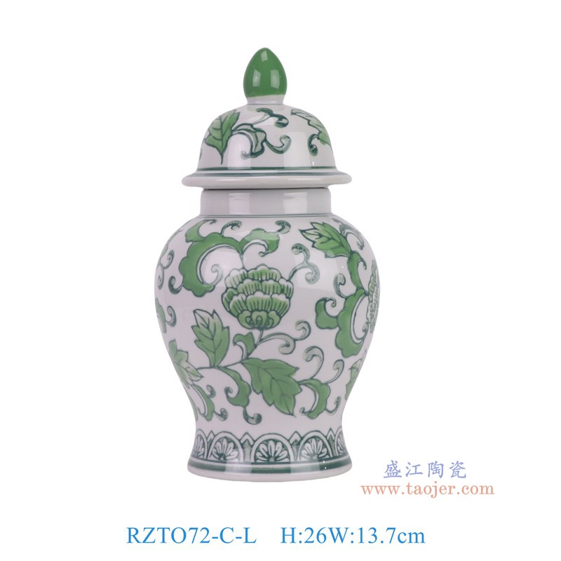 RZTO72-C-L绿色花叶纹将军罐大号