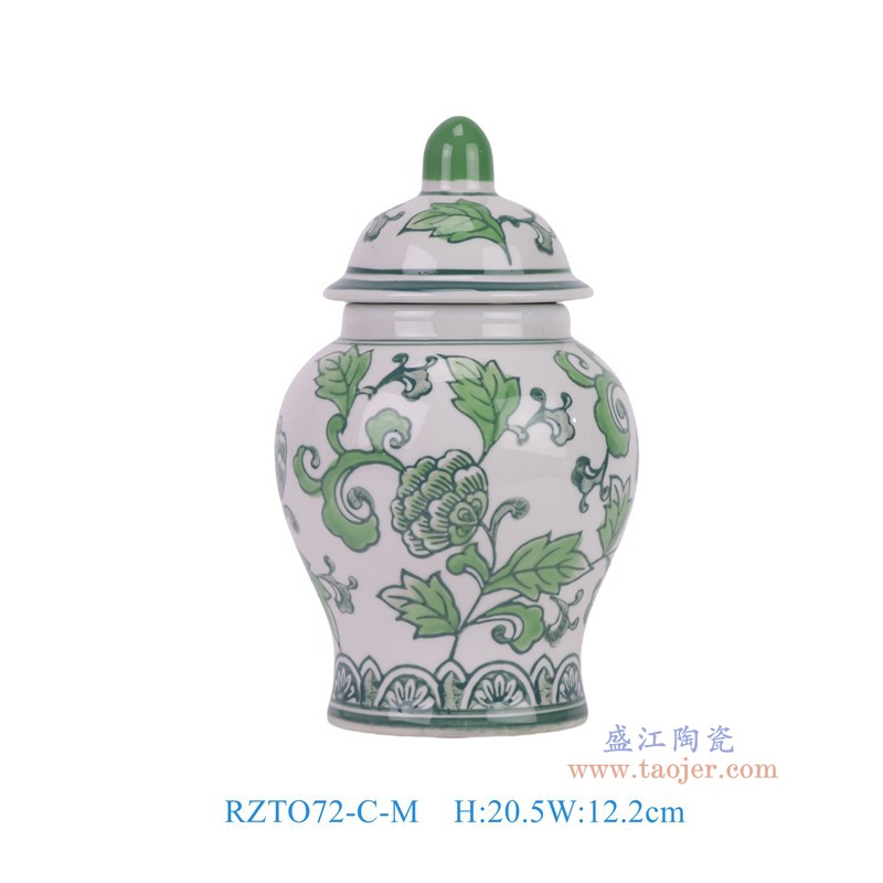 RZTO72-C-M绿色花叶纹将军罐中号
