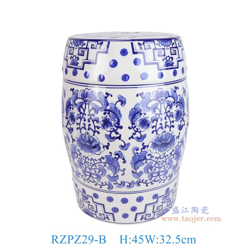 RZPZ29-B青花花叶纹圆凳子凉墩