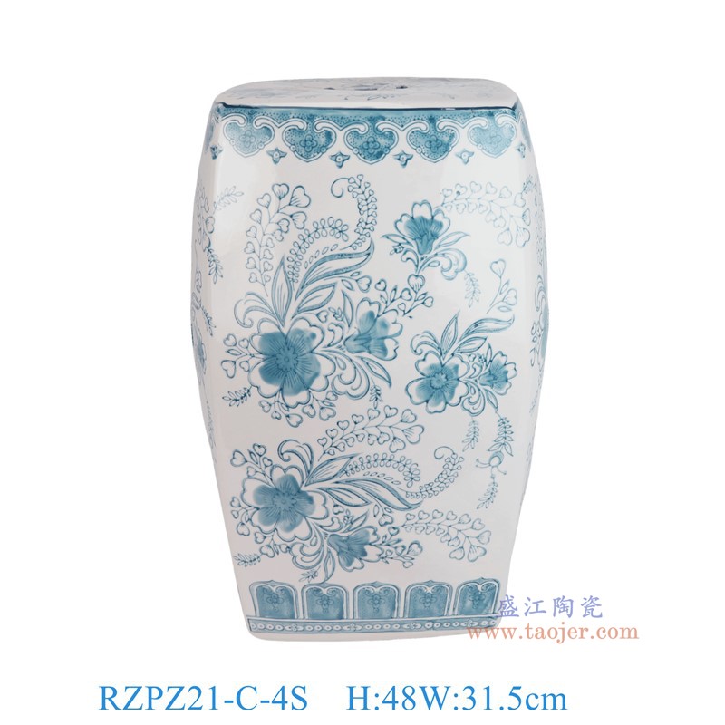  RZPZ21-C-4S绿色花叶纹铜钱孔四方凳子