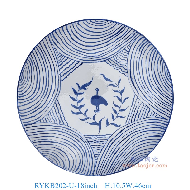 RYKB202-U-18inch 18英寸青花线圈花鸟圆盘