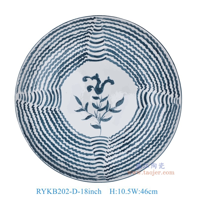 RYKB202-D  18英寸青花线圈花叶纹圆盘 
