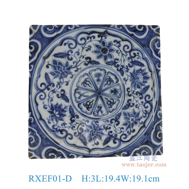 RXEF01-D青花开窗八宝缠枝莲纹方形瓷板瓷砖