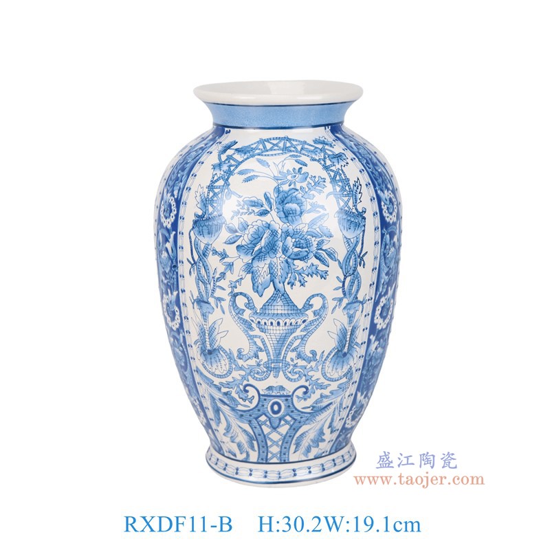 RXDF11-B青花花叶纹冬瓜瓶