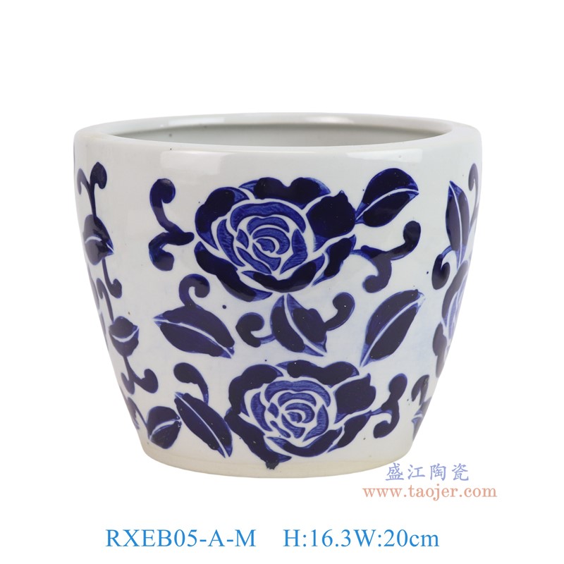 RXEB05-A-M青花牡丹花盆中号