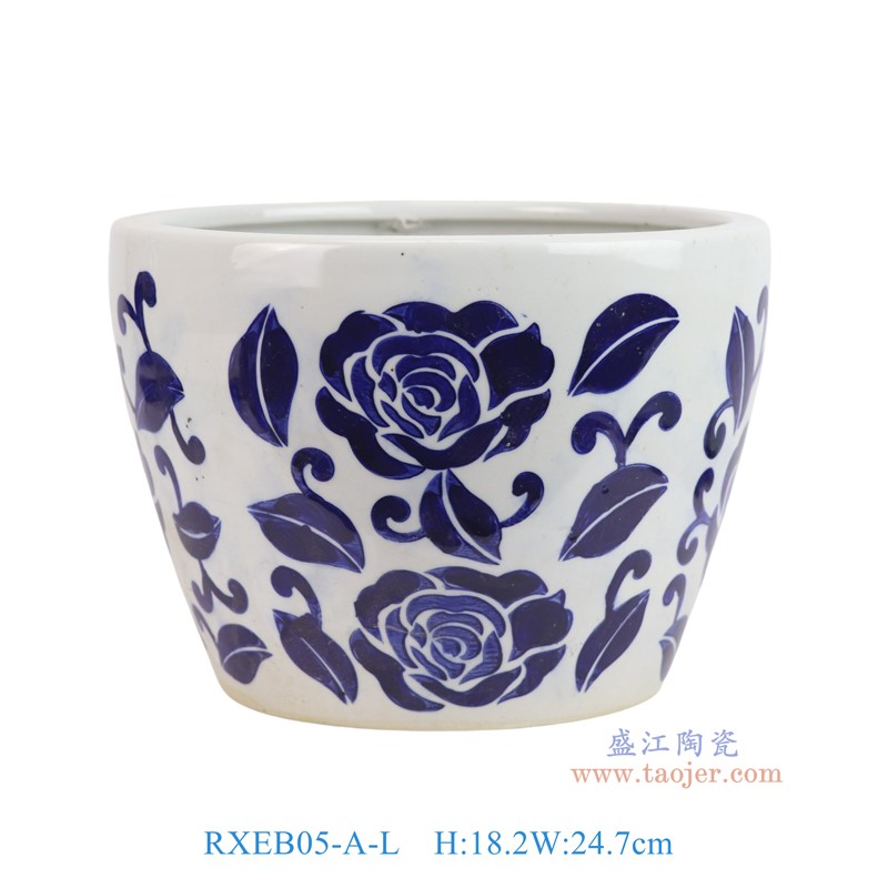 RXEB05-A-L青花牡丹花盆大号