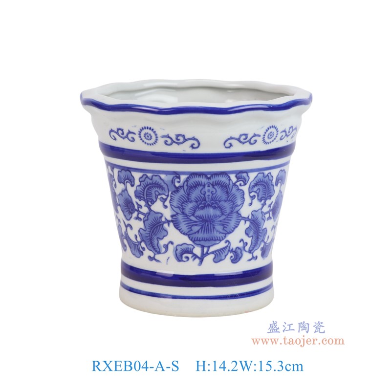 RXEB04-A-S青花花叶纹高花盆小号