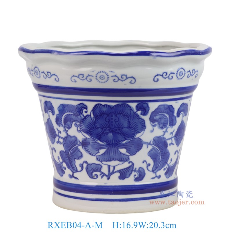 RXEB04-A-M青花花叶纹高花盆中号