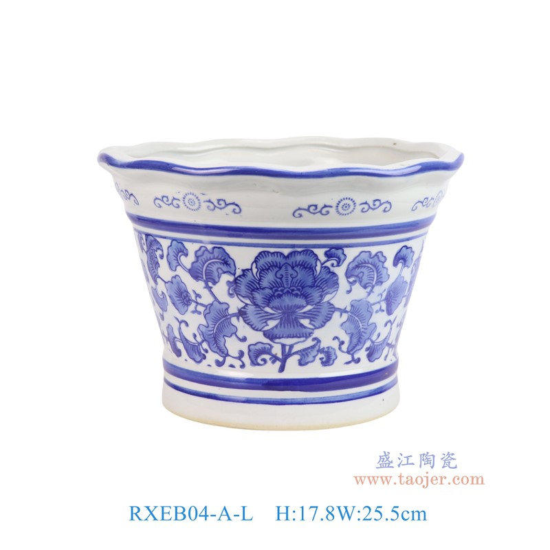 RXEB04-A-L青花花叶纹高花盆大号