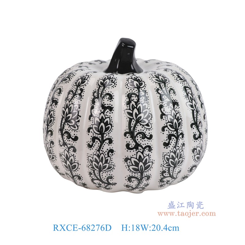 RXCE-68276D黑色花叶纹南瓜雕塑