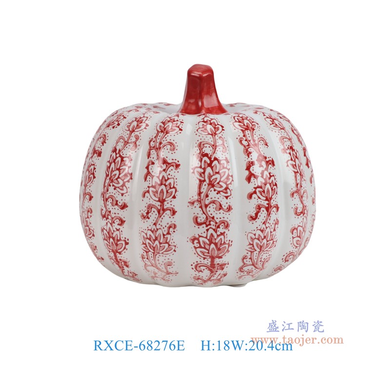 RXCE-68276E釉里红花叶纹南瓜雕塑
