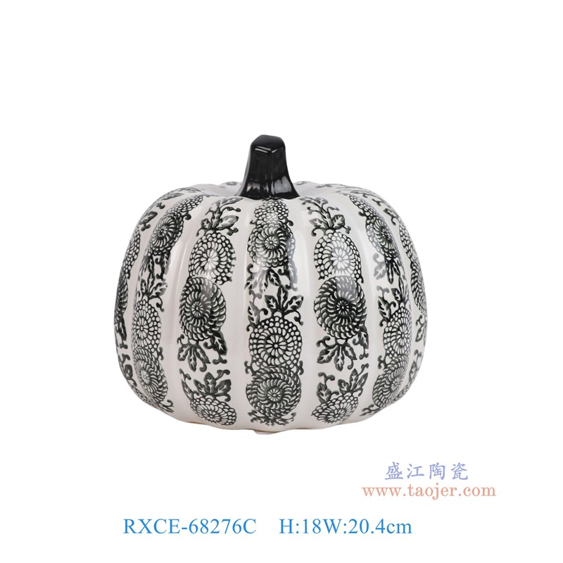 RXCE-68276C黑色花叶纹南瓜雕塑