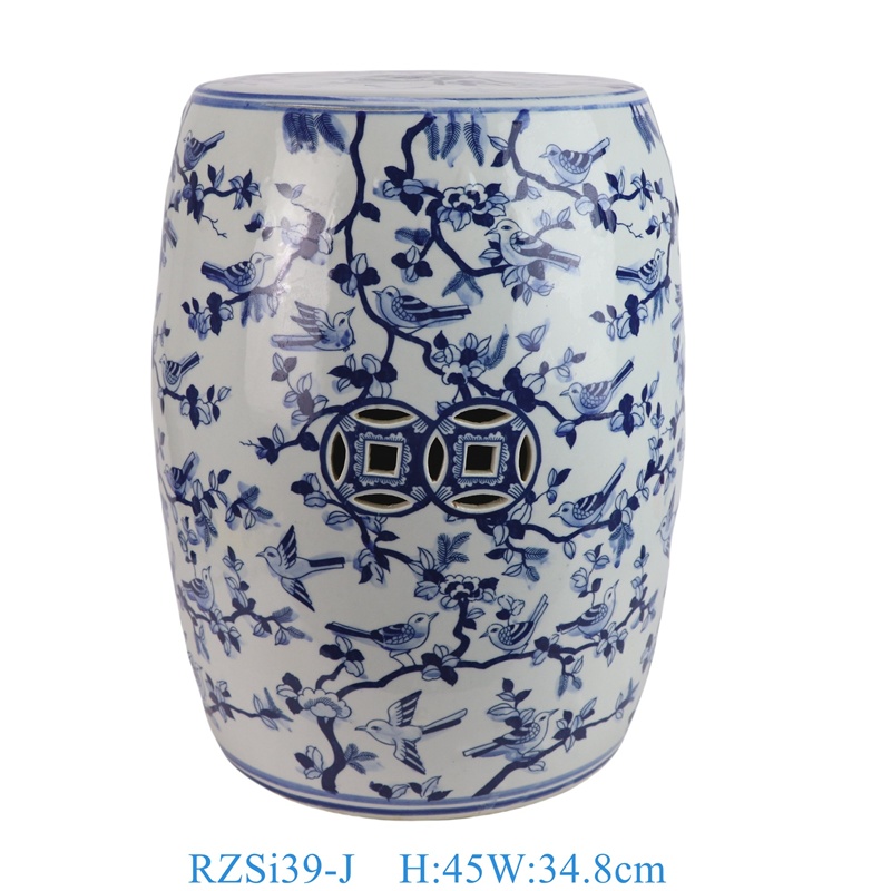 RZSi39-J 青花花鸟圆凳凉墩 