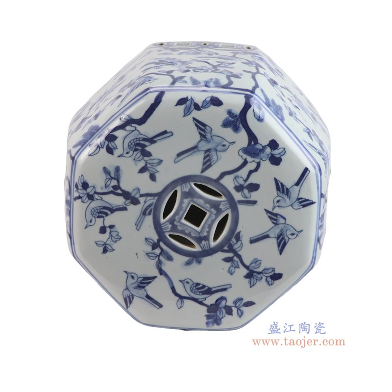 RZSI38-C-8S 青花花鸟八方凳 