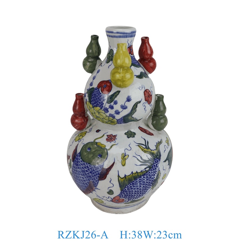 RZKJ26-A   青花斗彩鱼纹多宝葫芦瓶