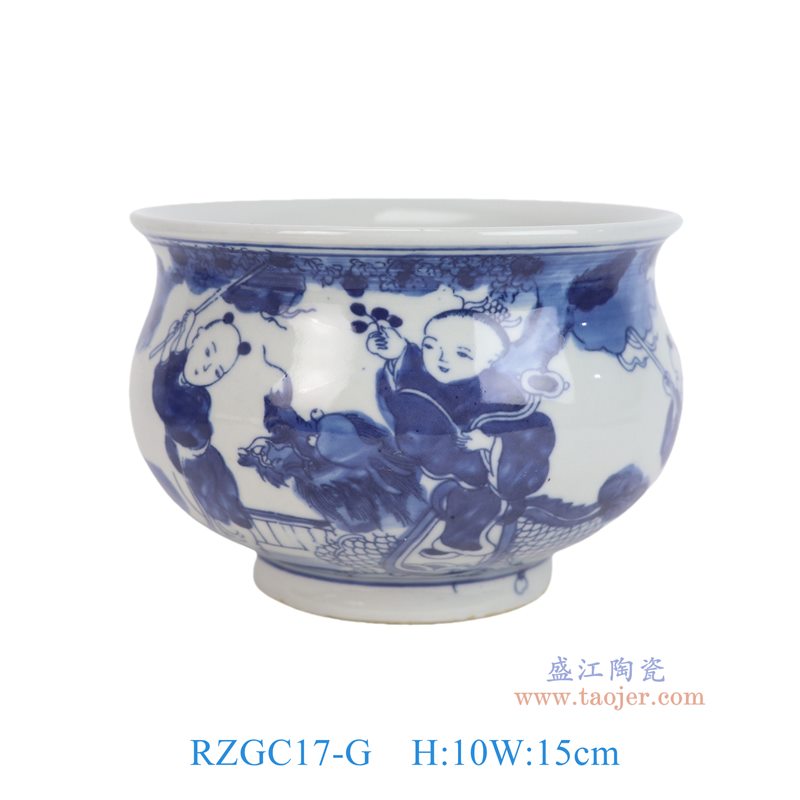 RZGC17-G青花麒麟送子小缸香炉