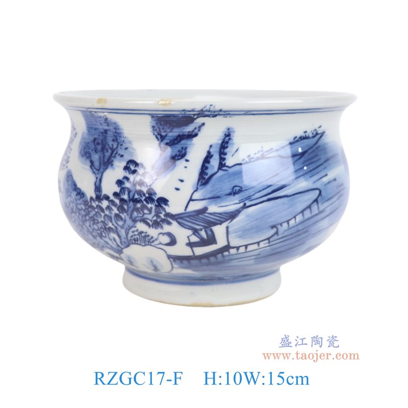 RZGC17-F青花山水小缸香炉