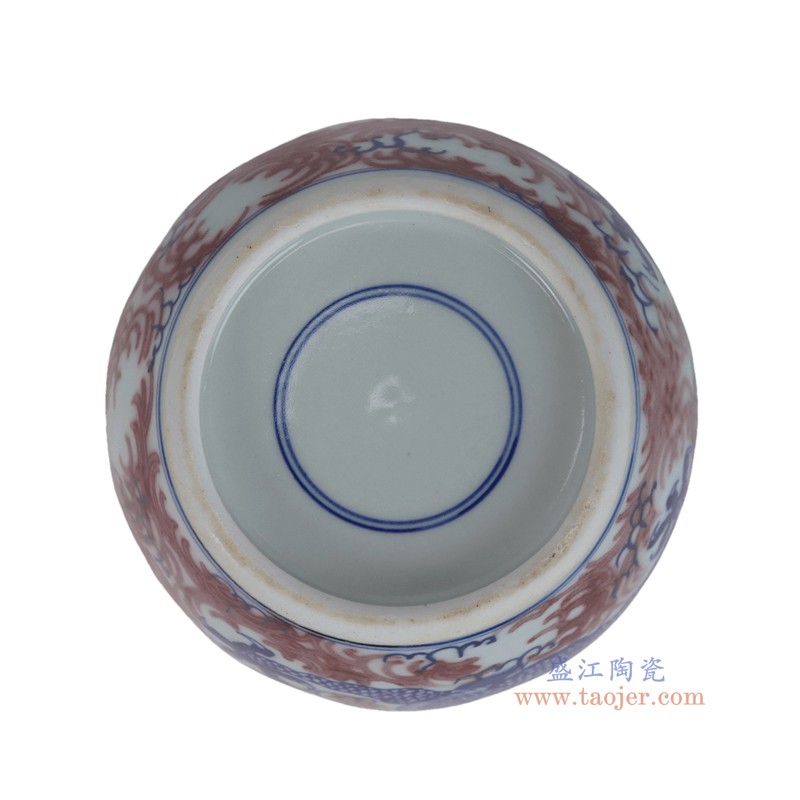 RYXN43-A 青花釉里红龙纹圆坛盖罐 