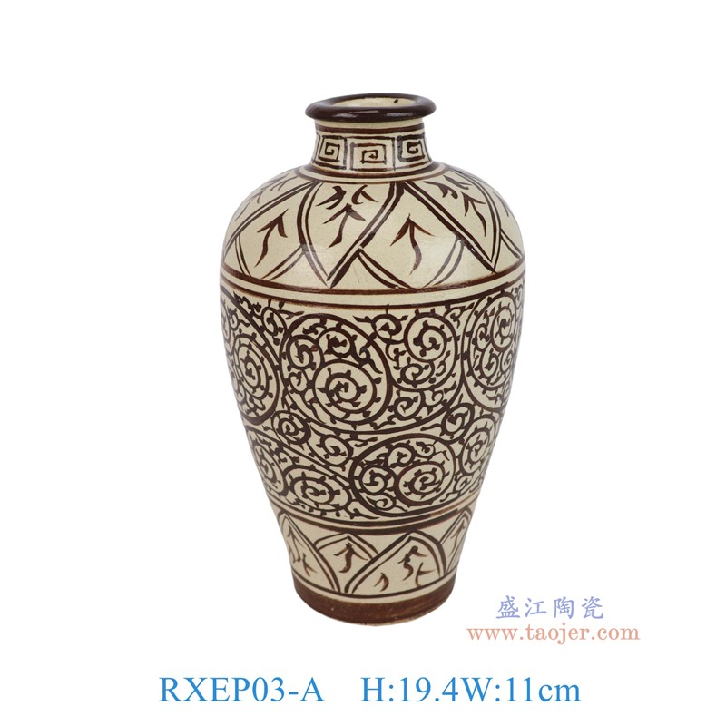 RXEP03-A  仿宋吉州窑满共卷草纹梅瓶 