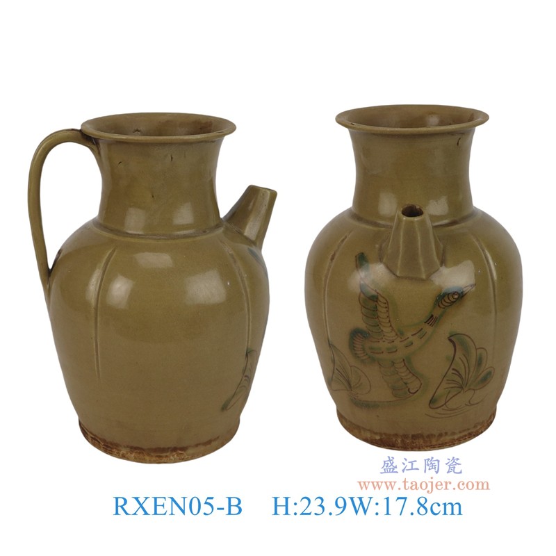 RXEN05-B仿宋灰青釉飞鸟纹手提壶