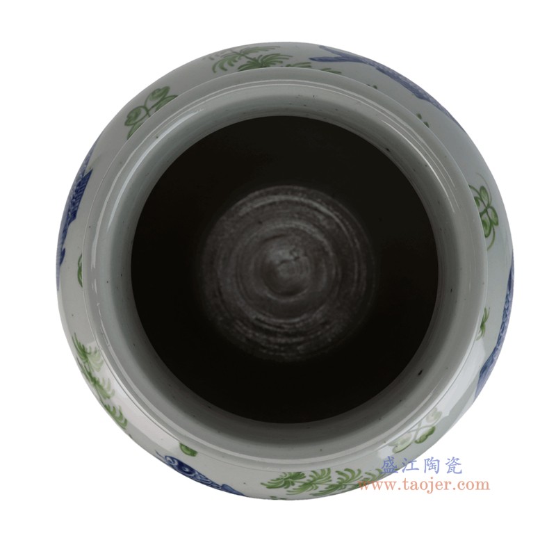 RXCG11-A  青花鱼绿色水草纹冬瓜瓶