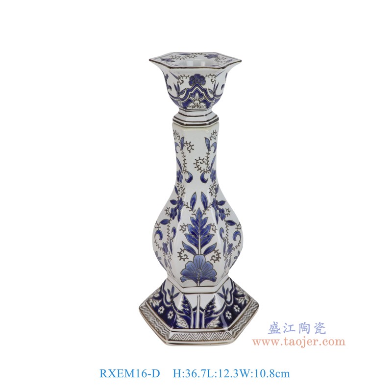RXEM16-D青花花叶纹高脚烛台