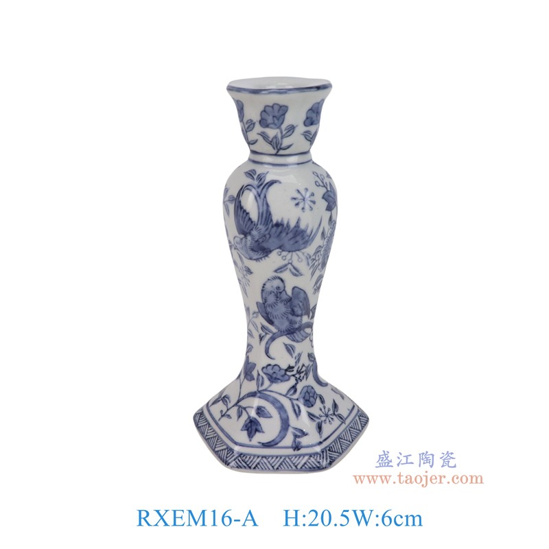 RXEM16-A青花花鸟鹦鹉高脚烛台