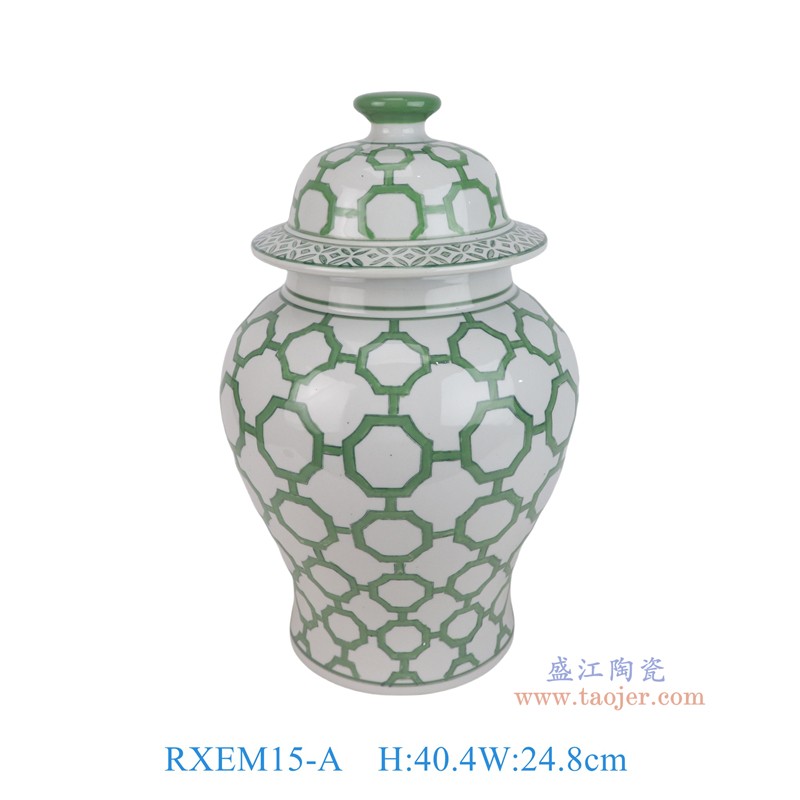 RXEM15-A  绿色几何八边形纹将军罐