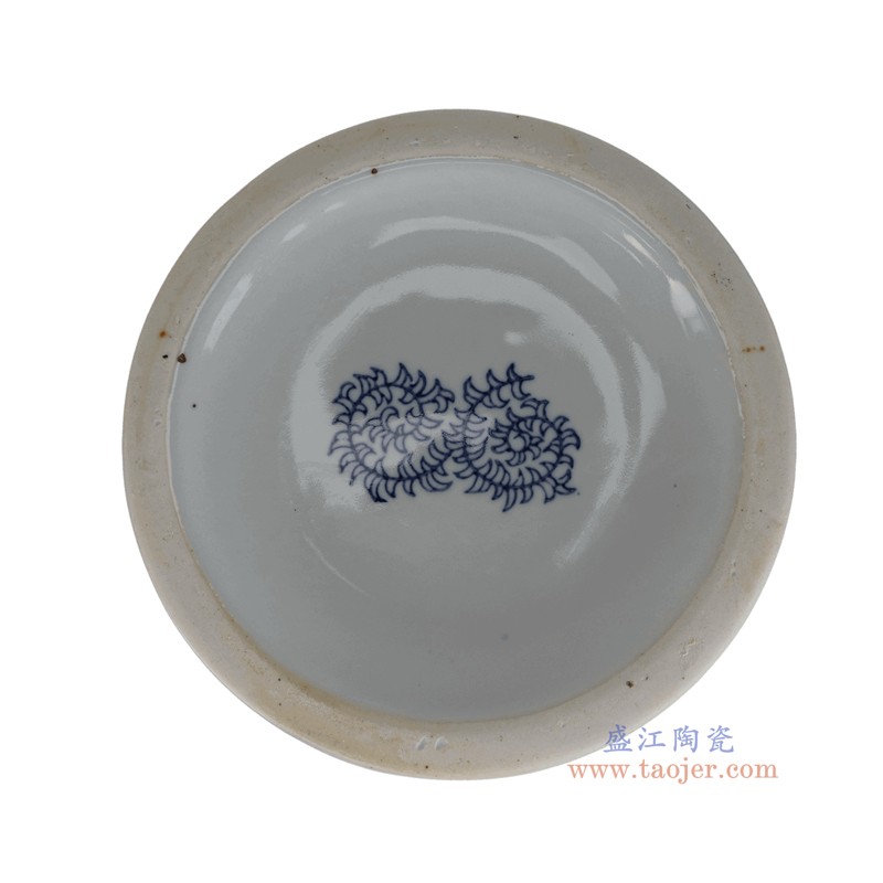 RXEM12-A  青花卷草喜字纹将军罐